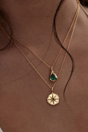 Gold Soul Searching Necklace | Ocean Green