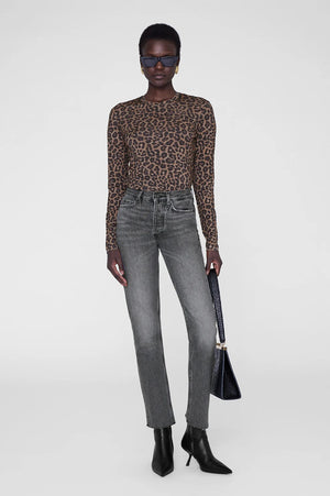 Sylvie Long Sleeve Tee | Black And Brown Leopard