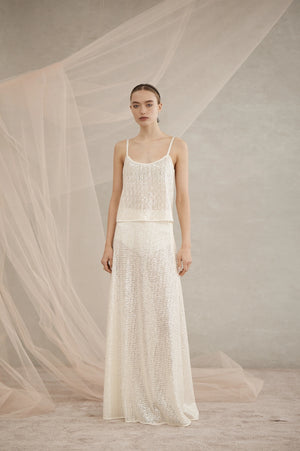 Catalina Sequin Maxi Skirt | Ivory