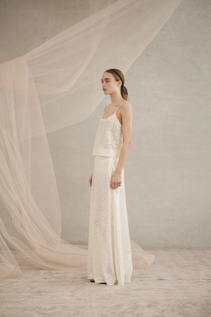 Catalina Sequin Maxi Skirt | Ivory