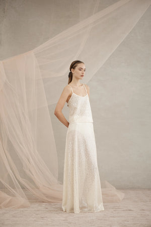 Catalina Sequin Maxi Skirt | Ivory