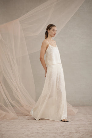Catalina Sequin Maxi Skirt | Ivory
