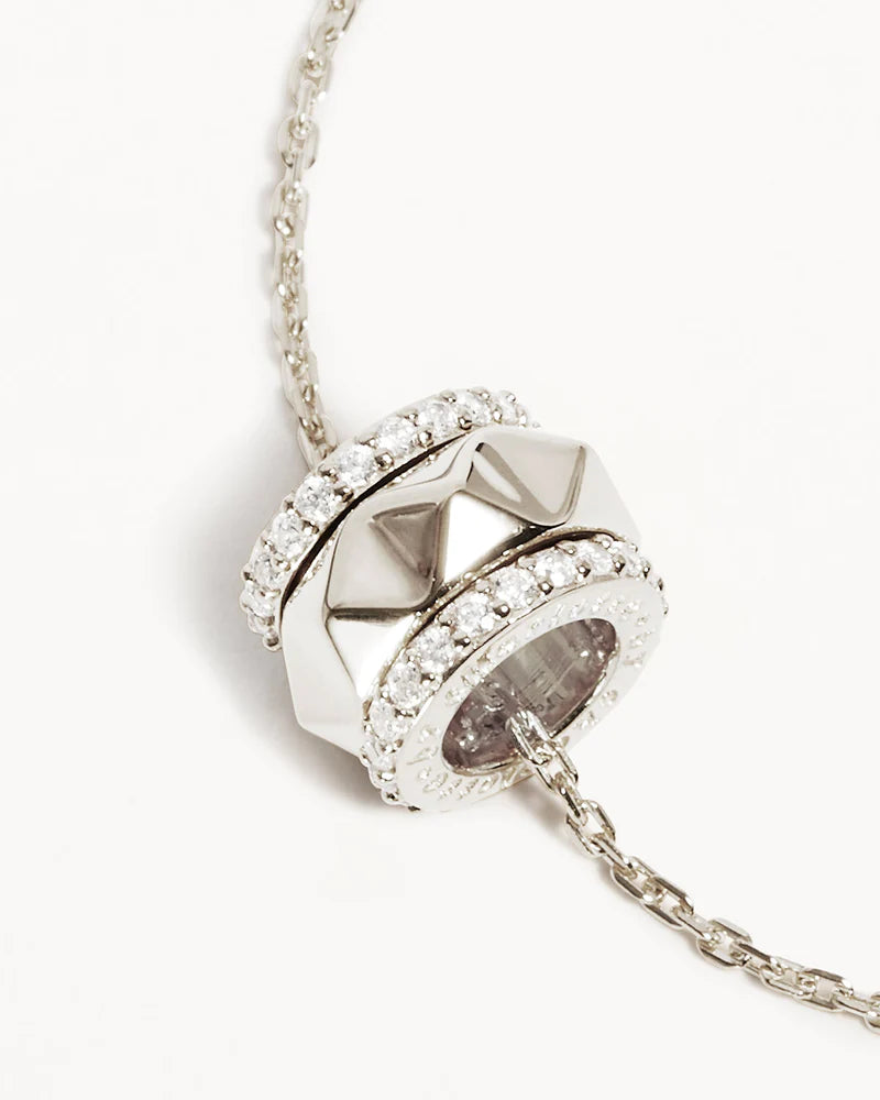 One Breath at a Time Spinning Meditation Necklace - Silver