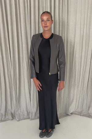 Monaco Leather Jacket | Brown Grey