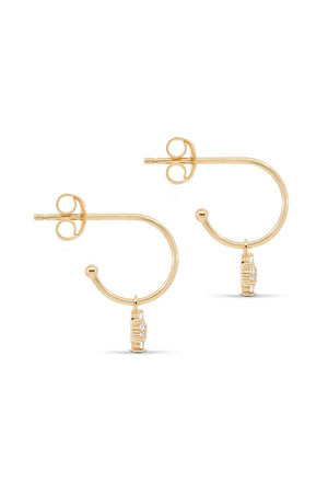 14K Gold Crystal Lotus Flower Hoops
