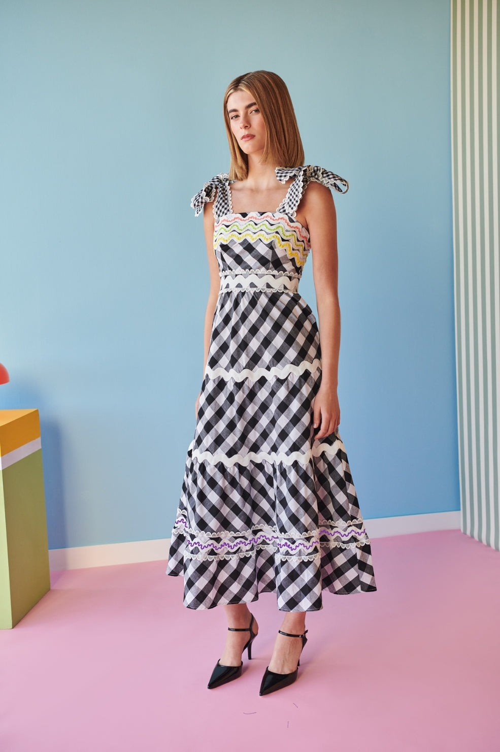 Jade Vichy Dress | Black