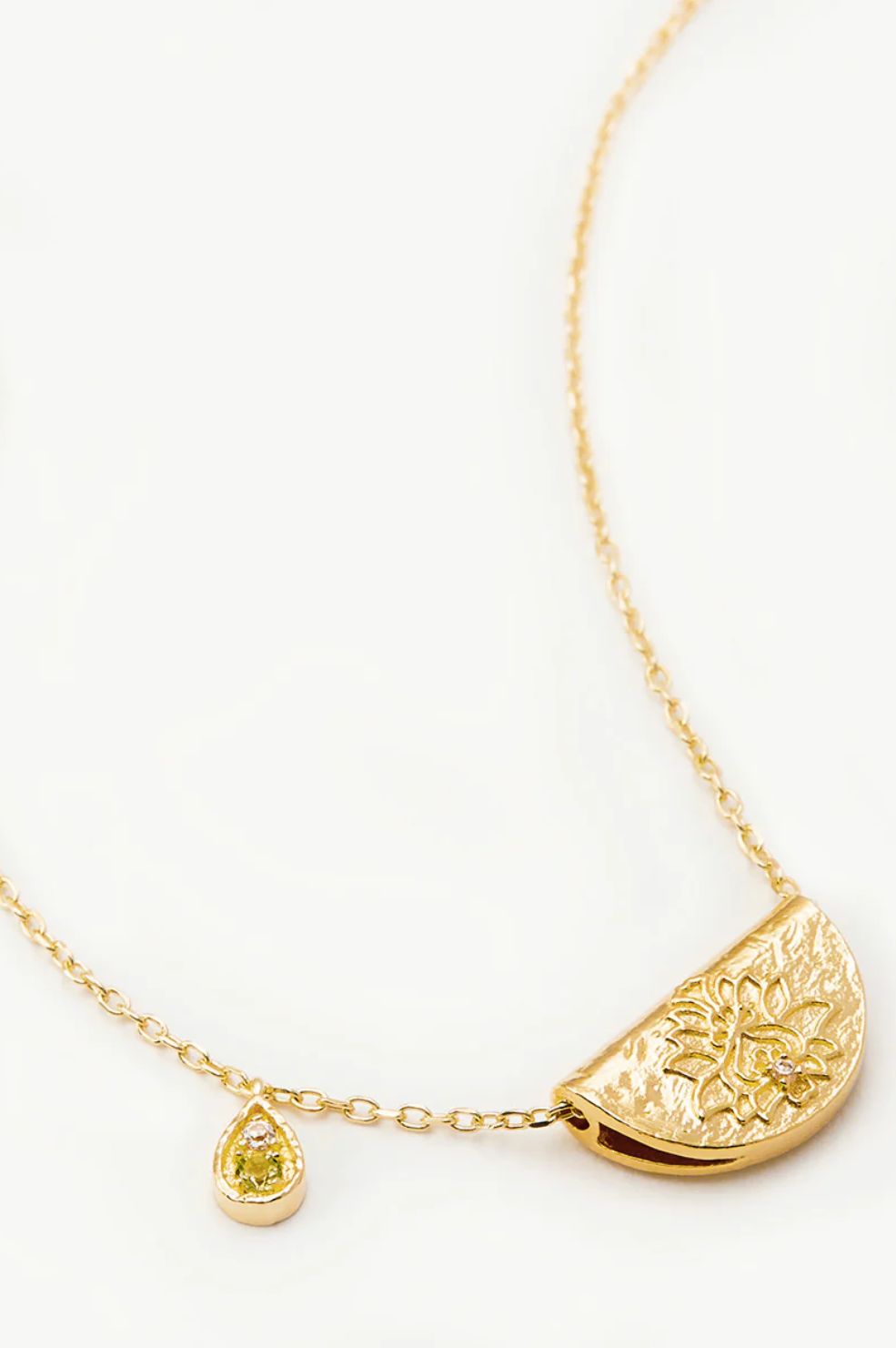 Lotus Birthstone Necklace - Peridot