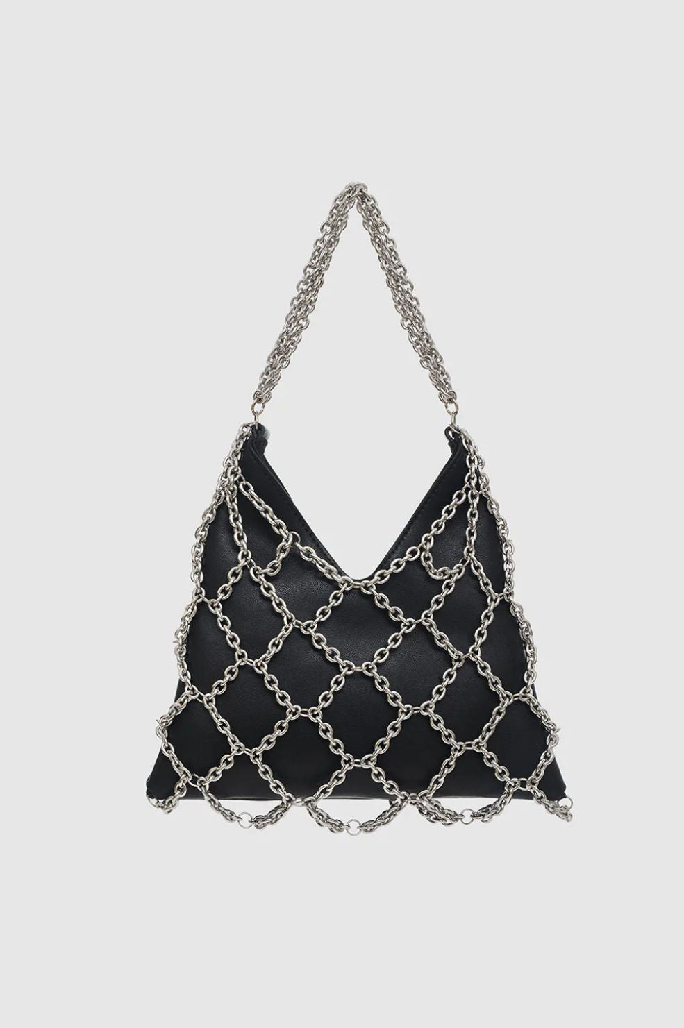 Mini Gaia Chain Bag | Black + Silver