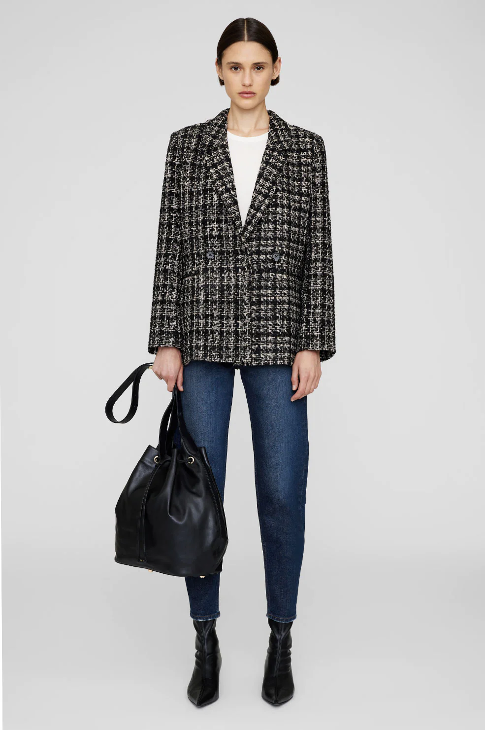 Madeleine Blazer - Tan and Black Tweed