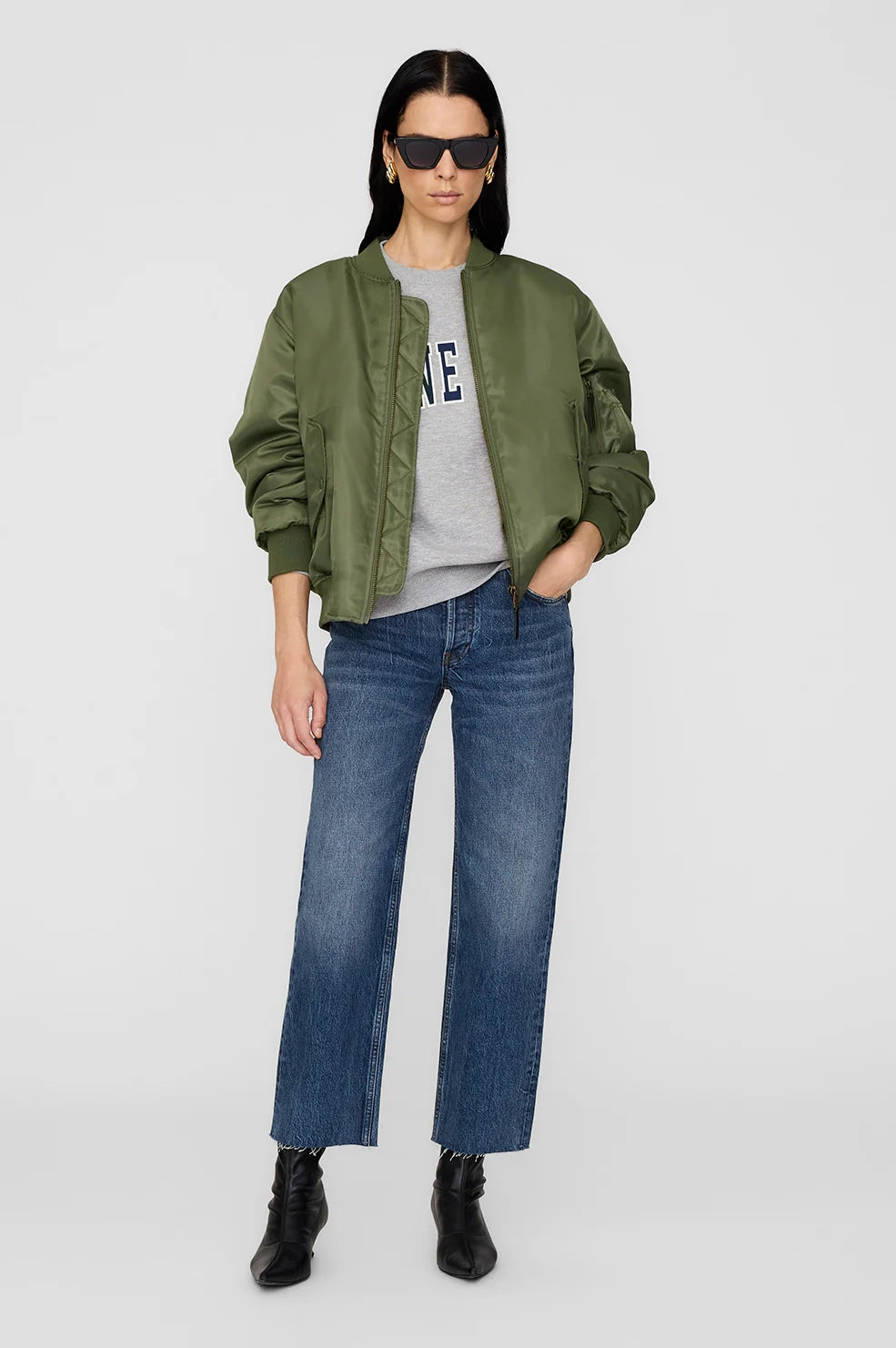 Spencer Sweatshirt Anine Bing | Medium Heather Grey With Navy