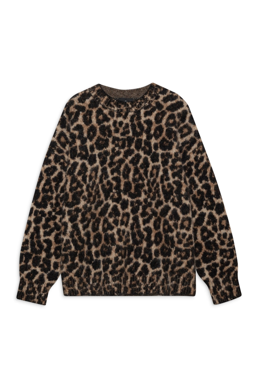 Sydney Crew Sweater | Black and Brown Leopard