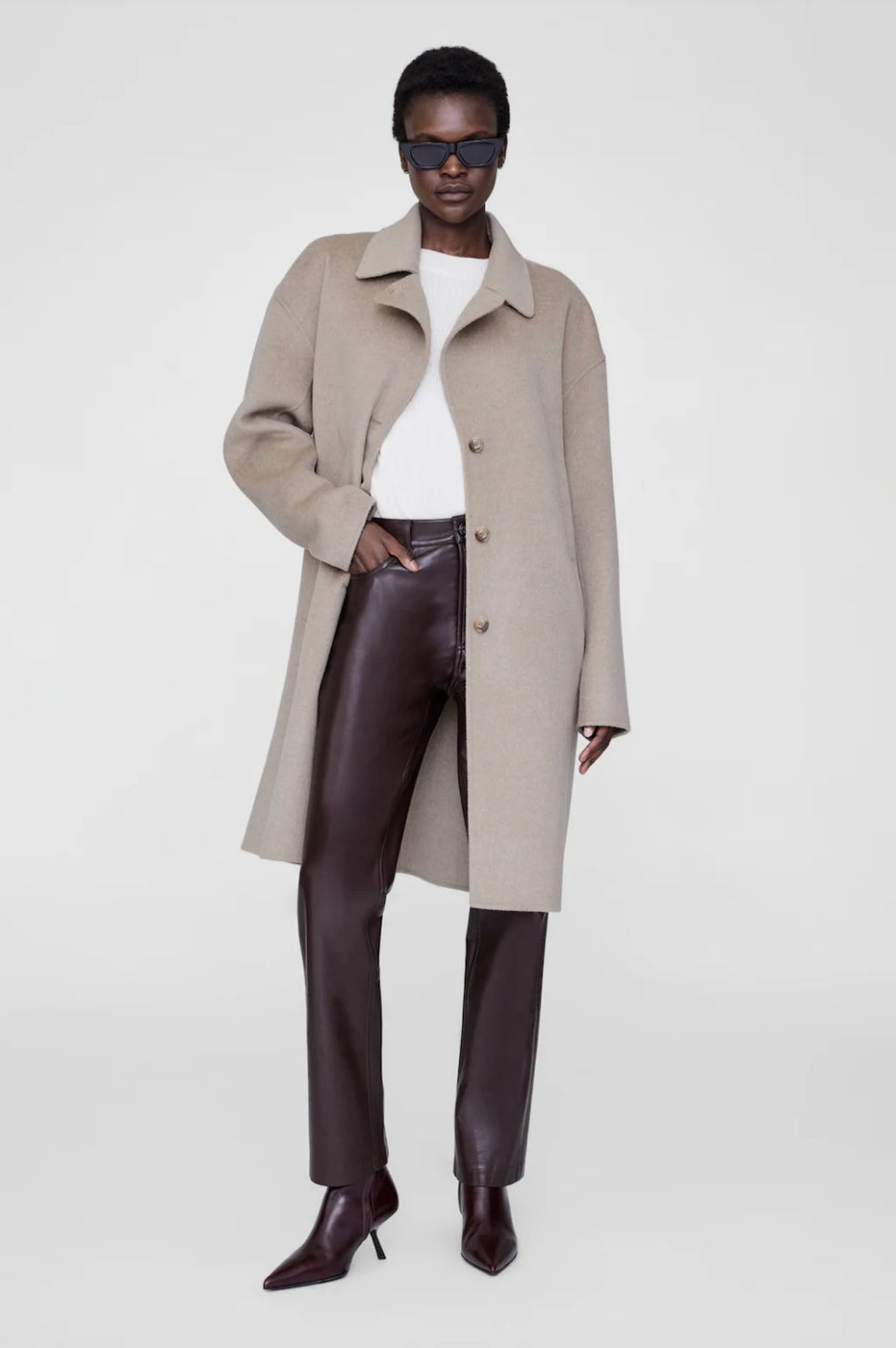 Portia Coat | Oatmeal Melange Cashmere Blend
