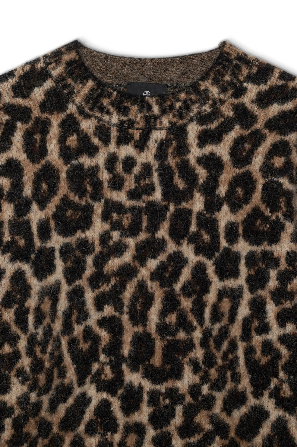 Sydney Crew Sweater | Black and Brown Leopard