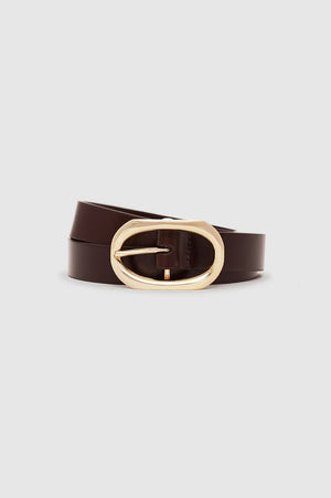 Small Signature Link Belt | Dark Brown With Gold