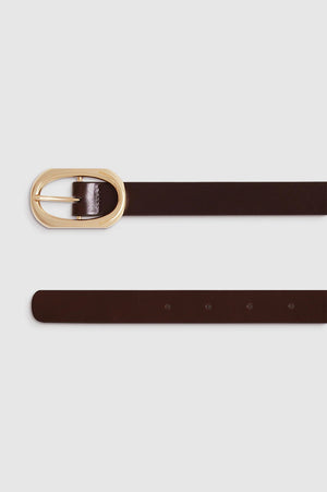 Small Signature Link Belt | Dark Brown With Gold