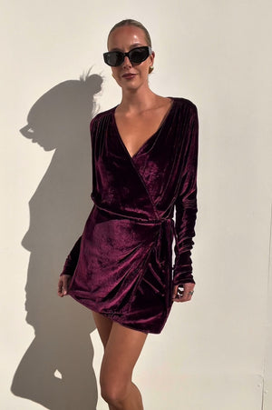 Attico | Purple Velvet Wrap Dress | AU 8