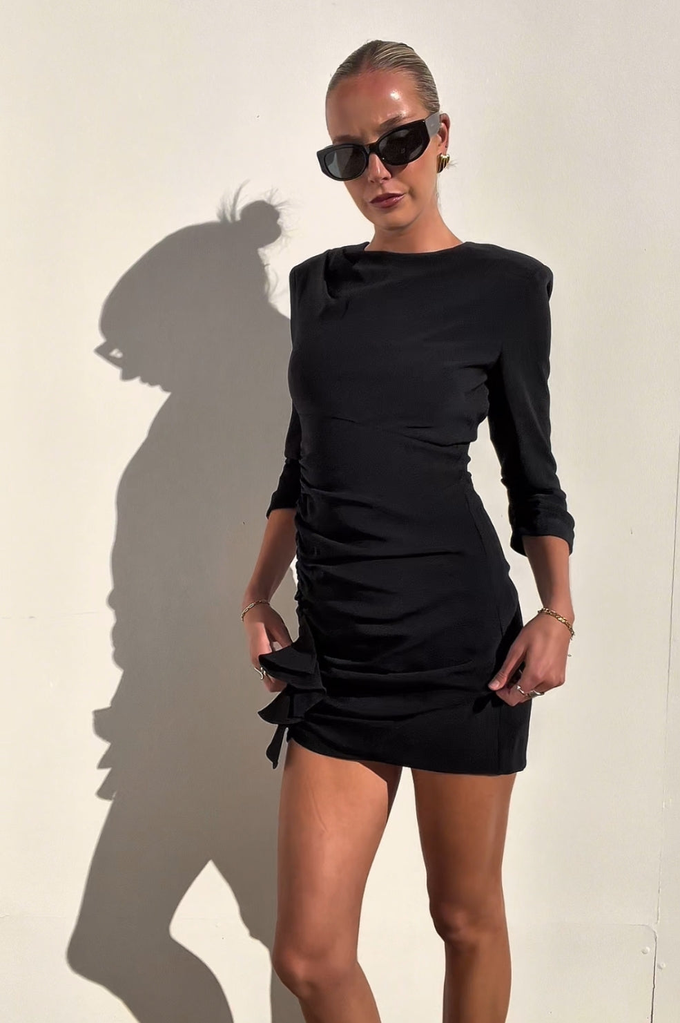 Cinq a Sept | L/S Gathered Mini Dress | AU 8