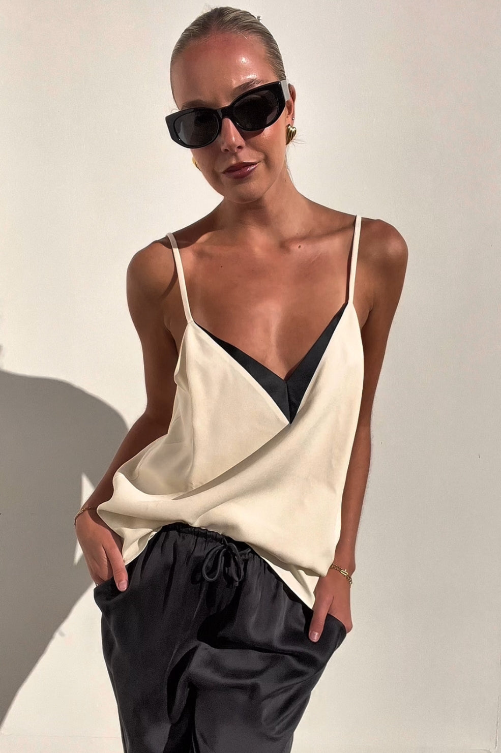 Lanvin | Ivory Camisole with Black Neck Detail | AU 8
