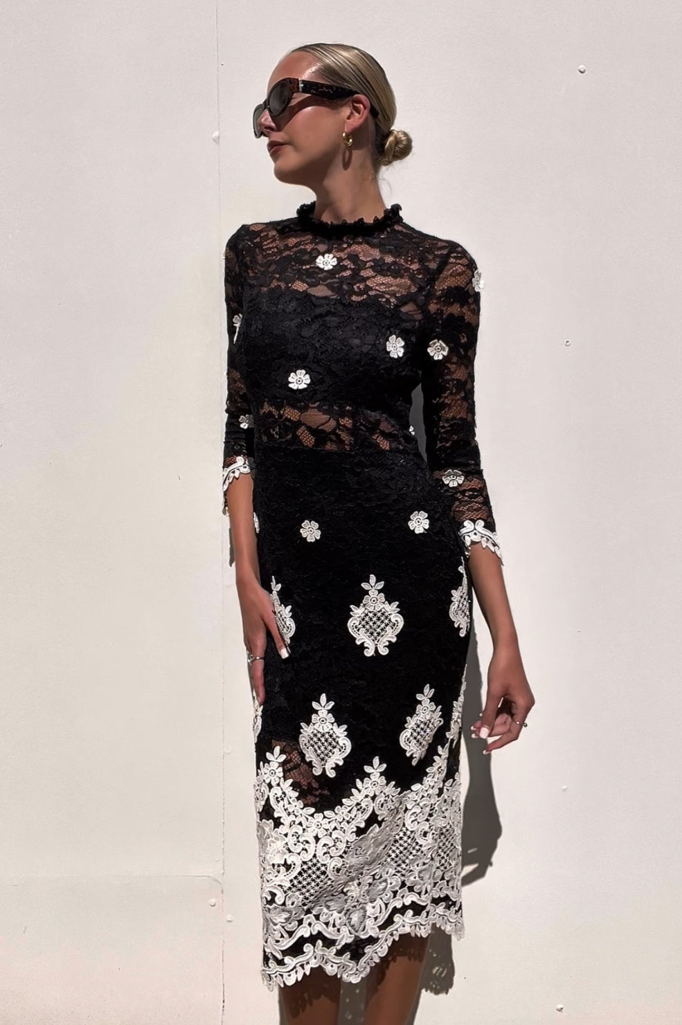 Alexis | Beata Cocktail Dress Floral Blk Lace | AU 12