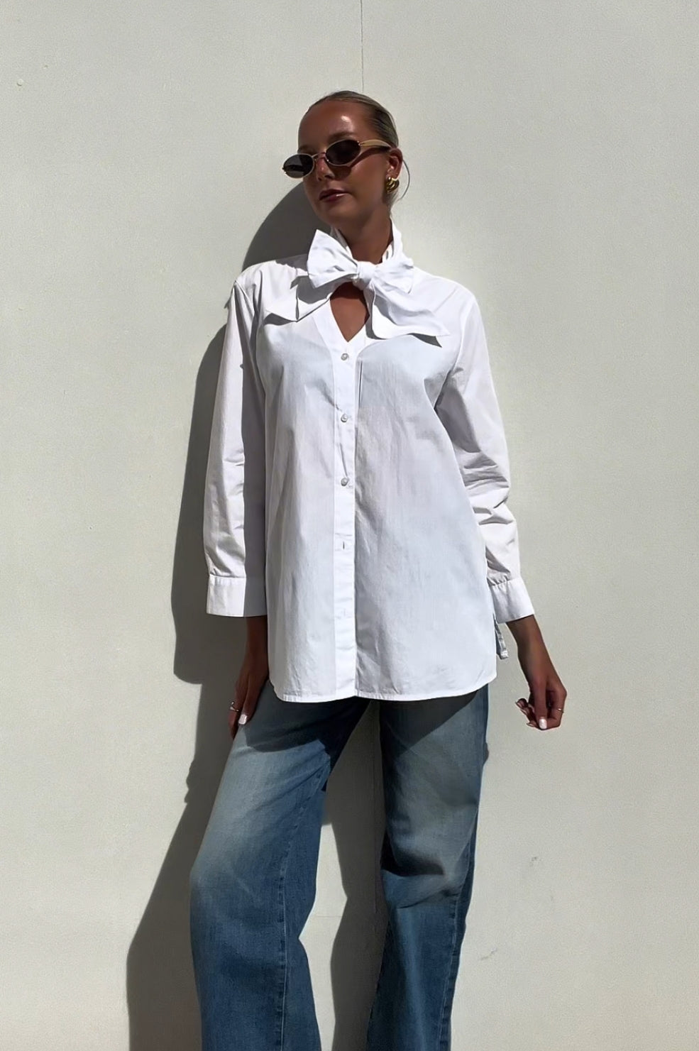 Armani Exchange | Bow Collar Cotton white Shirt | AU 12