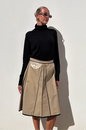 Fendi | Leather Midi Flare Skirt | AU 12