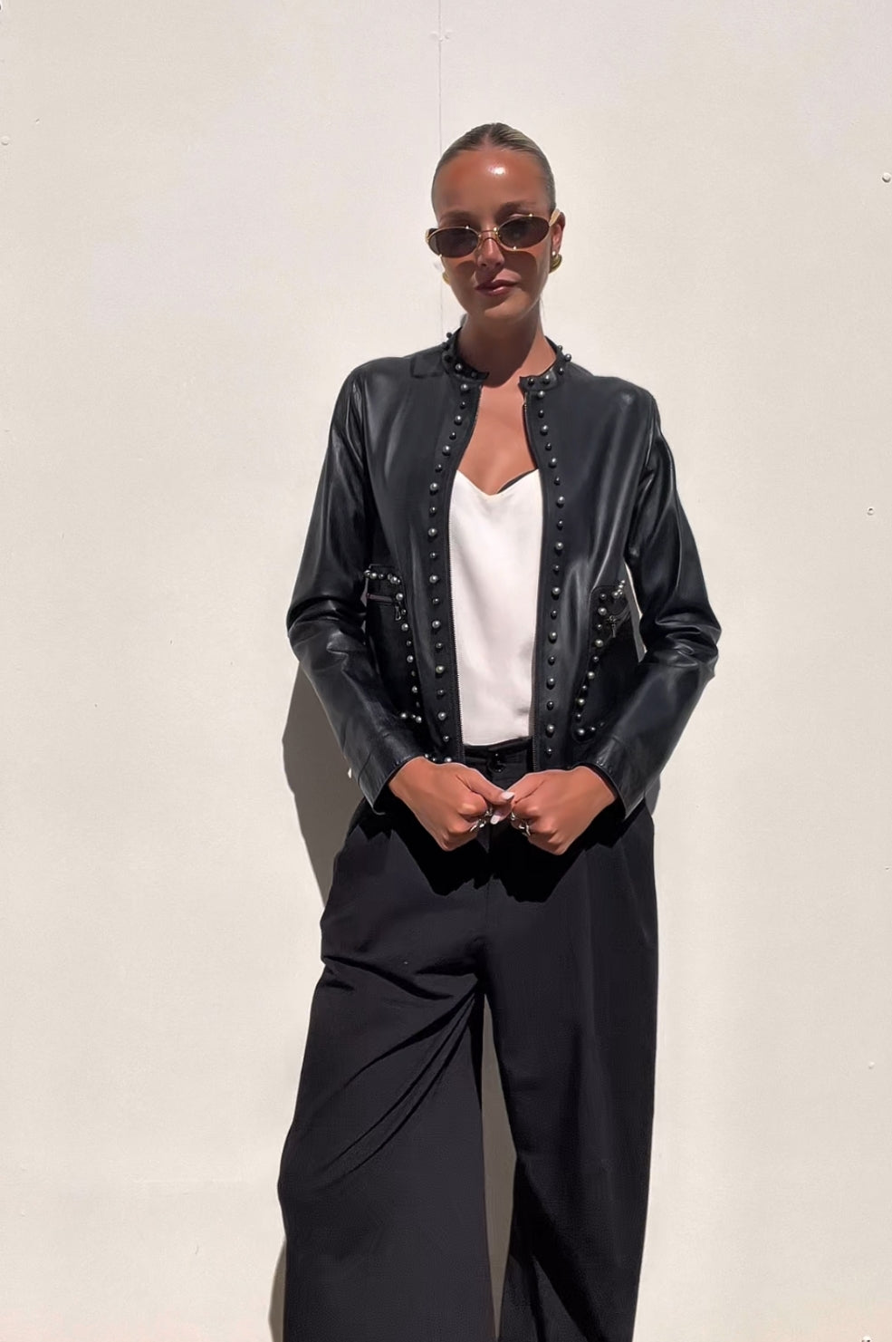 Lanvin | Studded Jacket Black Lamb Leather | AU 8