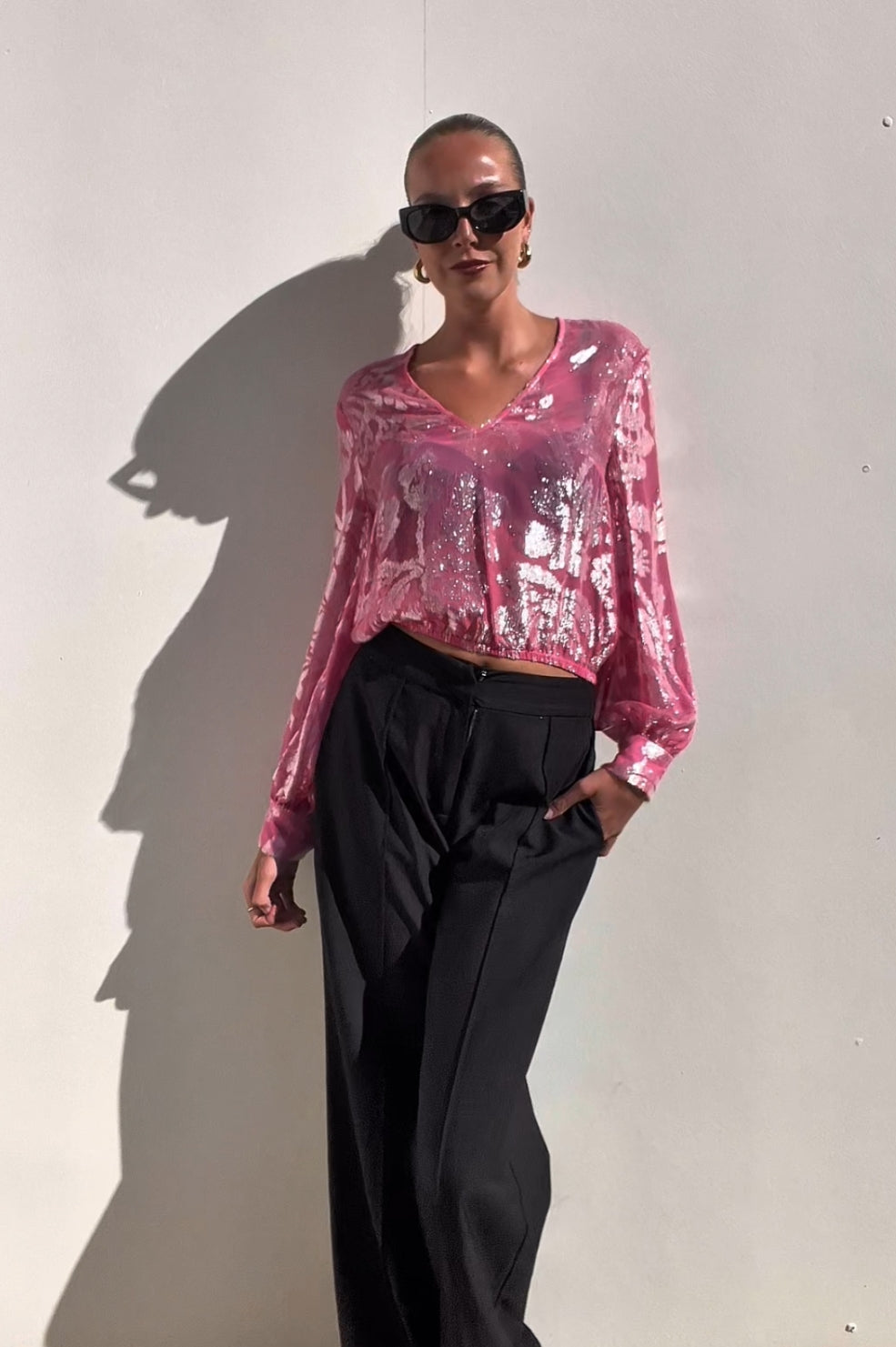 Scanlan Theodore | Pink Shimmer Floral Shirt | AU 8