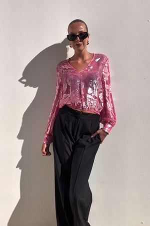 Scanlan Theodore | Pink Shimmer Floral Shirt | AU 8