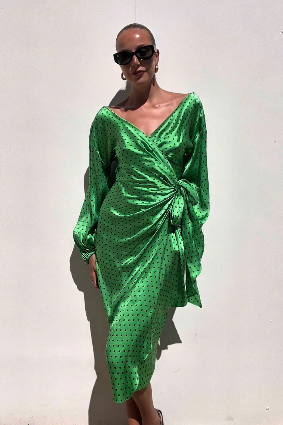 Scanlan Theodore | Silk Spot Wrap Dress Apple | AU 8