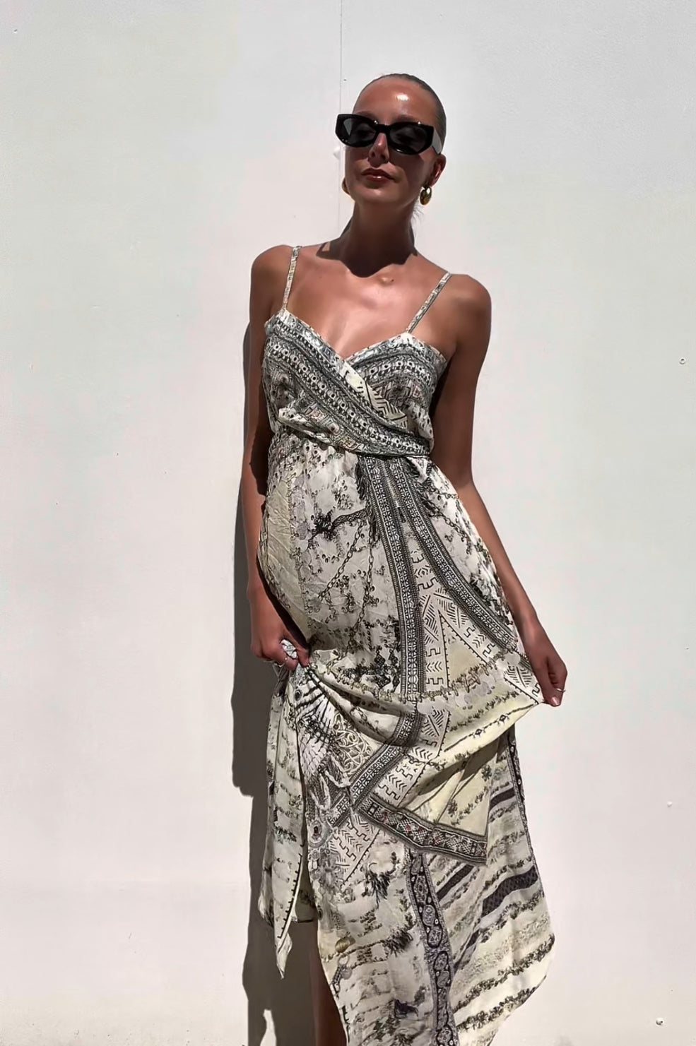 Camilla | Long Wrap Dress With Frill | AU 10