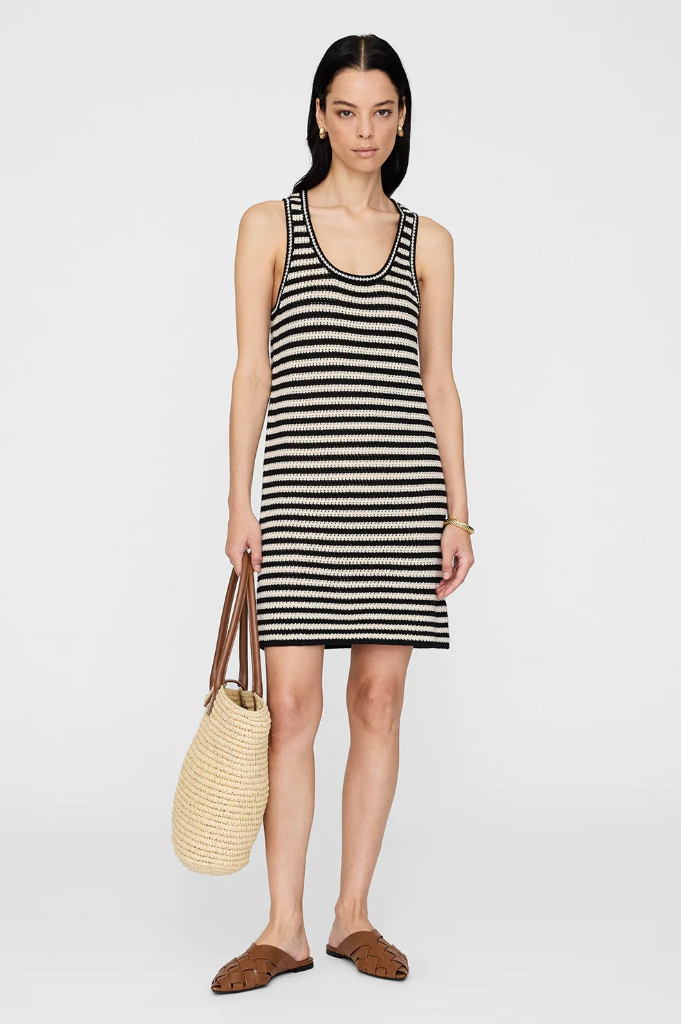Arie Dress | Black and Ivory Stripe