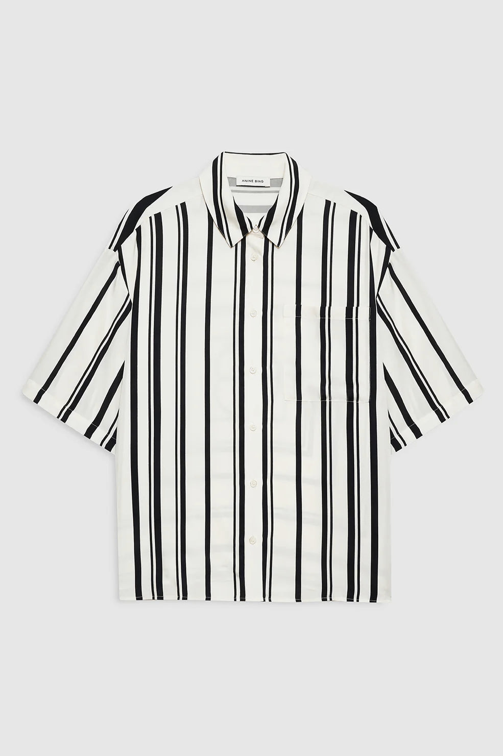 Coco Shirt | Ivory and Black Monogram Stripe