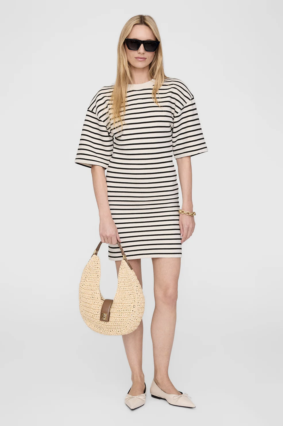 Mona Dress | Black Stripe French Terry