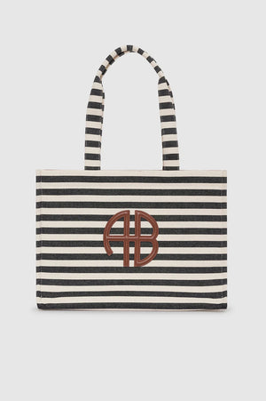 Lara Tote | Black And Natural Stripe