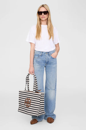 Lara Tote | Black And Natural Stripe