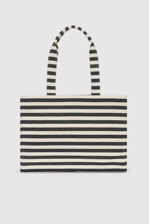 Lara Tote | Black And Natural Stripe
