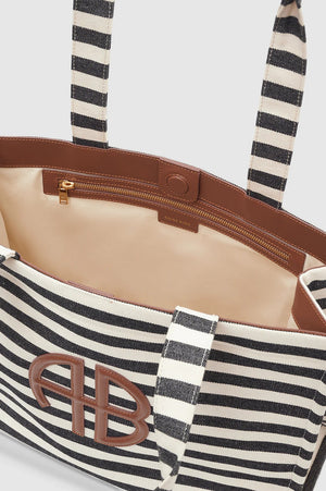 Lara Tote | Black And Natural Stripe