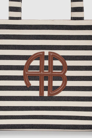 Lara Tote | Black And Natural Stripe