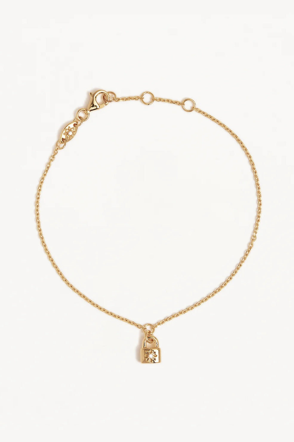 Crystal Lotus Padlock Bracelet | Gold