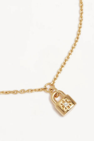 Crystal Lotus Padlock Bracelet | Gold