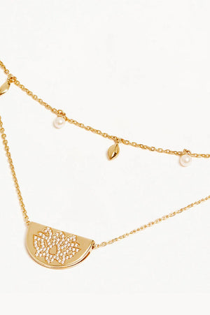 Live in Peace Lotus Necklace | Gold
