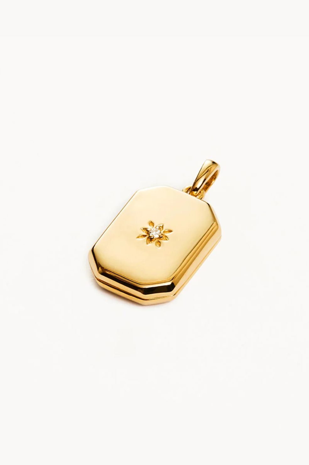 Rectangular Lotus Locket Pendant | Gold