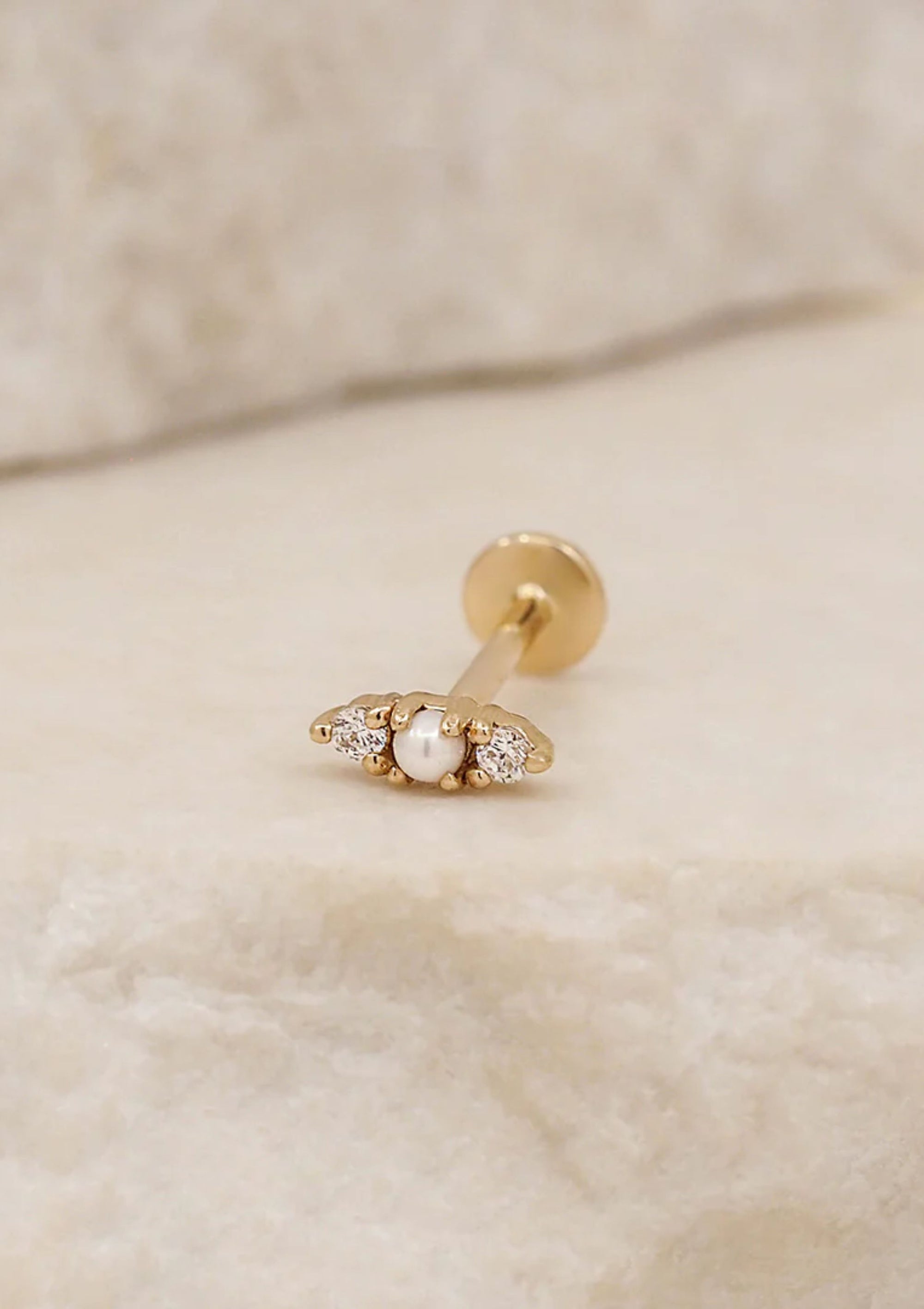 14K Gold Diamond Angelic Cartilage Flatback Earring