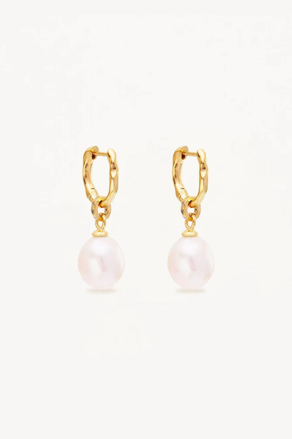 Embrace Stillness Pearl Hoops | Gold
