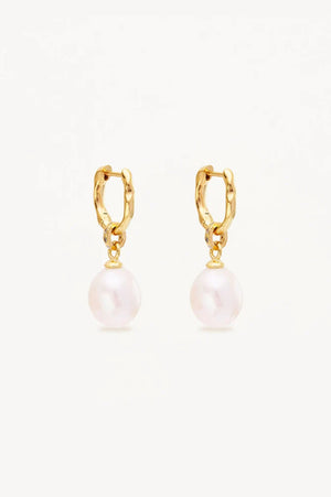 Embrace Stillness Pearl Hoops | Gold