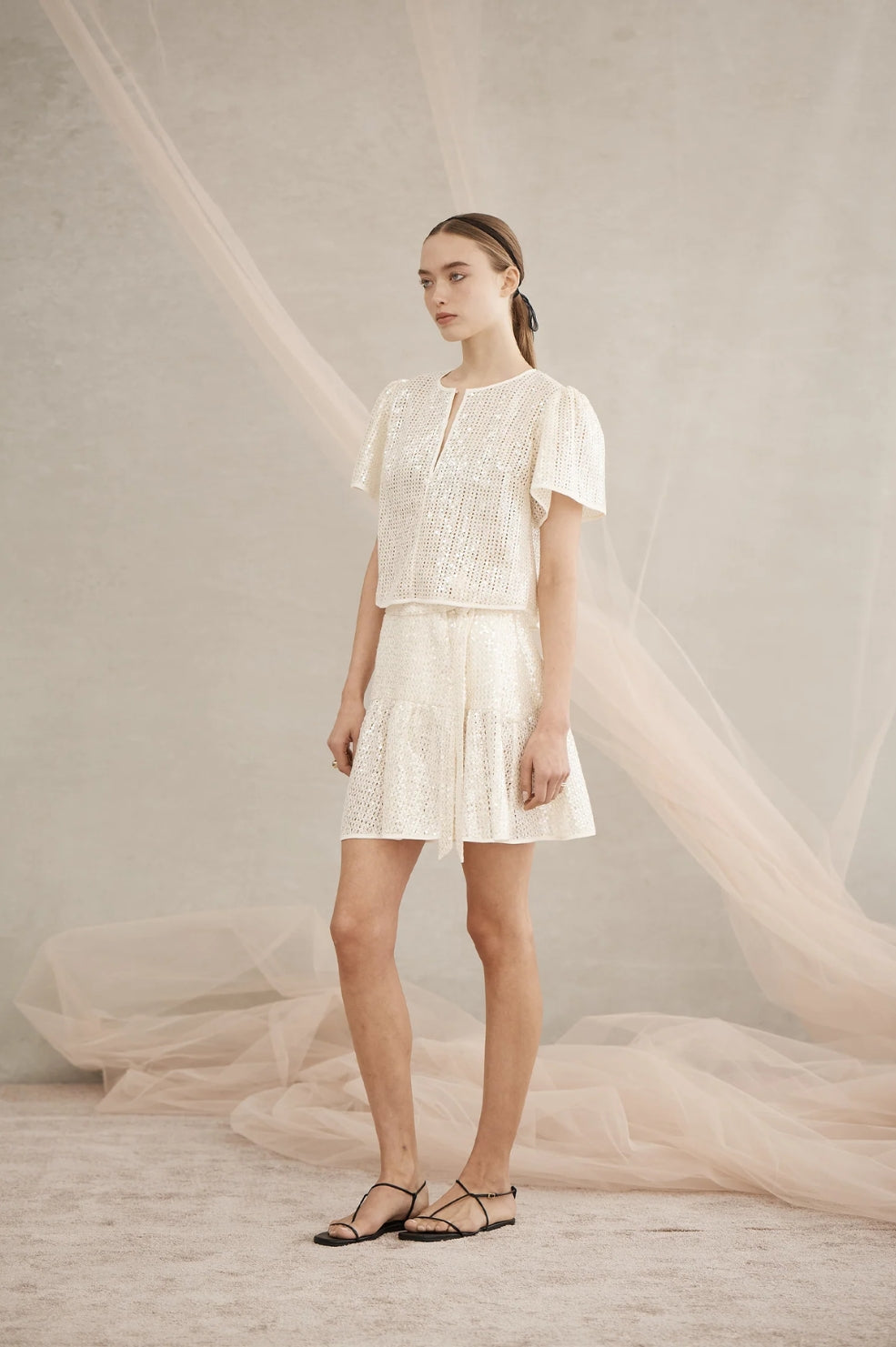 Alba Sequin Top | Ivory