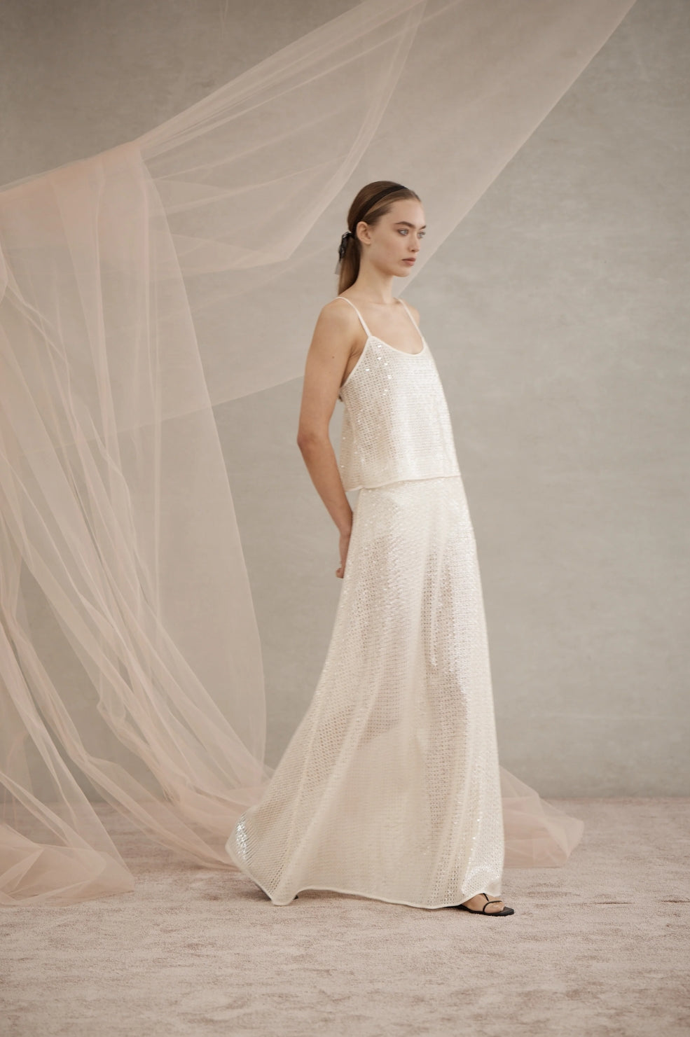 Catalina Sequin Maxi Skirt | Ivory