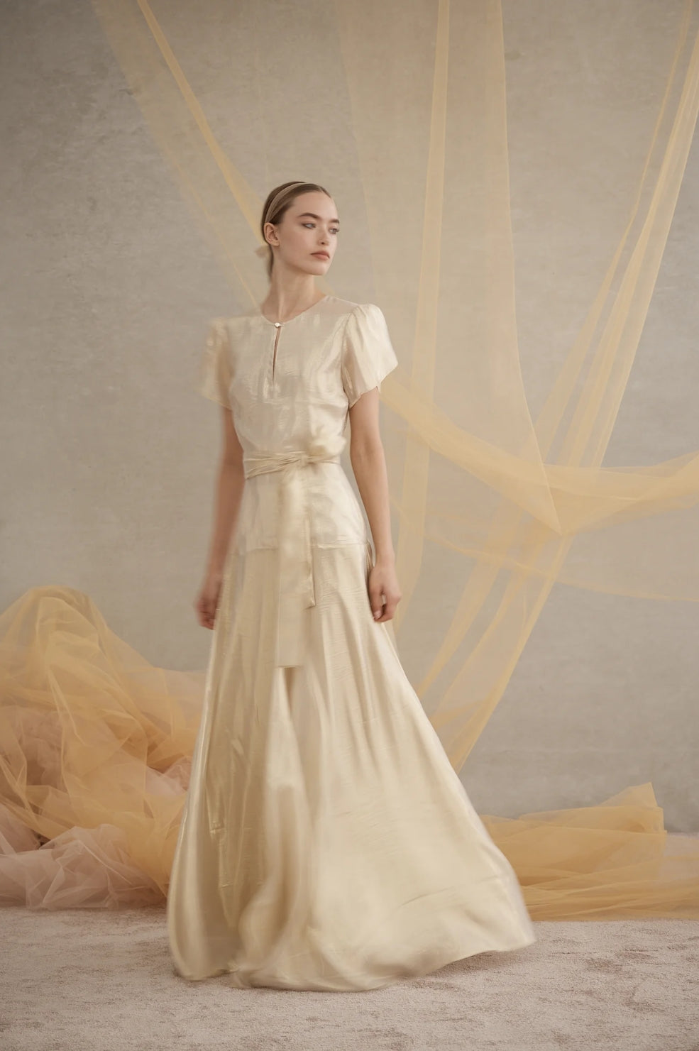 Isabella Silk Maxi Dress | Gold Foil