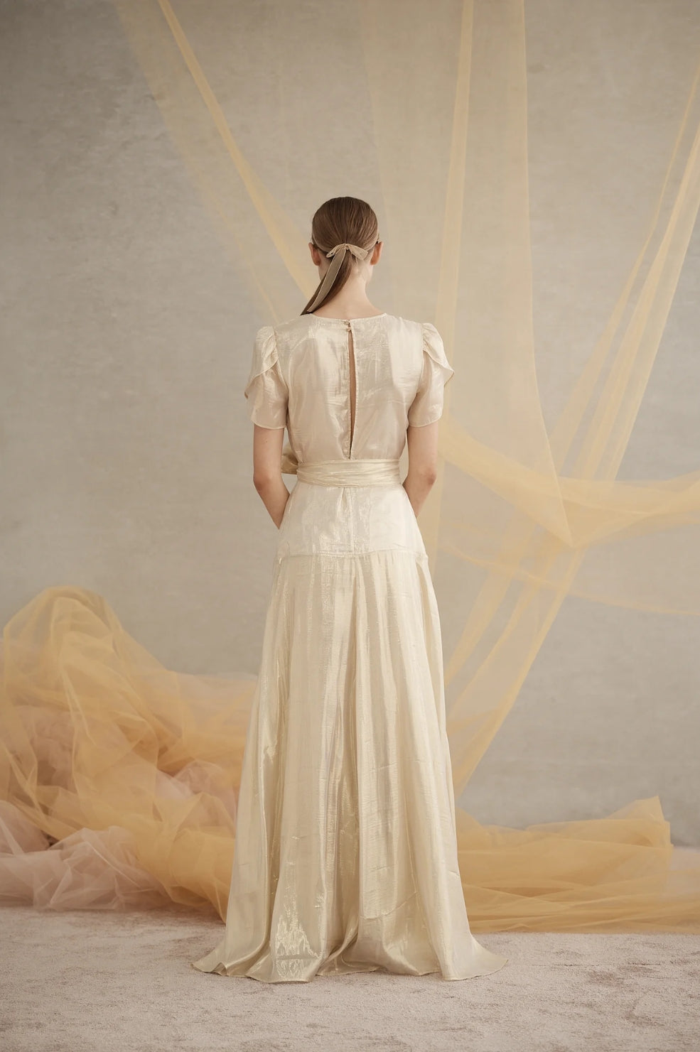 Isabella Silk Maxi Dress | Gold Foil