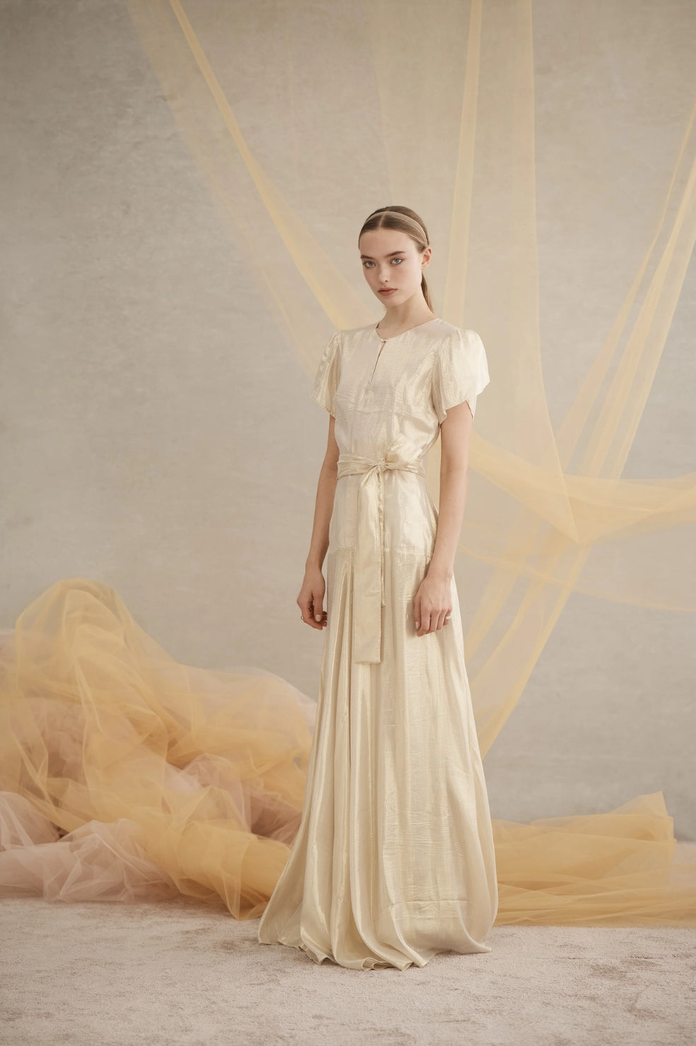 Isabella Silk Maxi Dress | Gold Foil